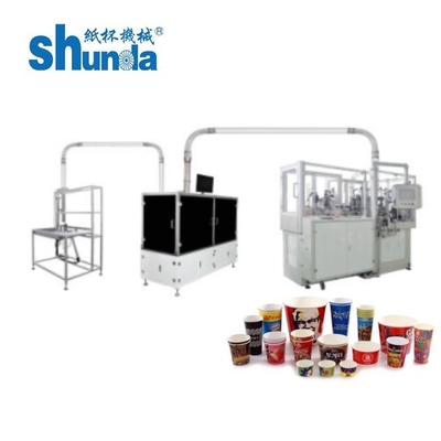 เครื่องทําถ้วยแบบใช้งานครั้งเดียวแบบอัตโนมัติเต็ม สําหรับกระดาษเคลือบ PE แบบเดียว/สองใบ