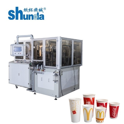 เครื่องทําถ้วยกระดาษ PE/PLA ที่เคลือบด้วยกระดาษขนาดเดียวและสองขนาดประสิทธิภาพสูง 4.8KW